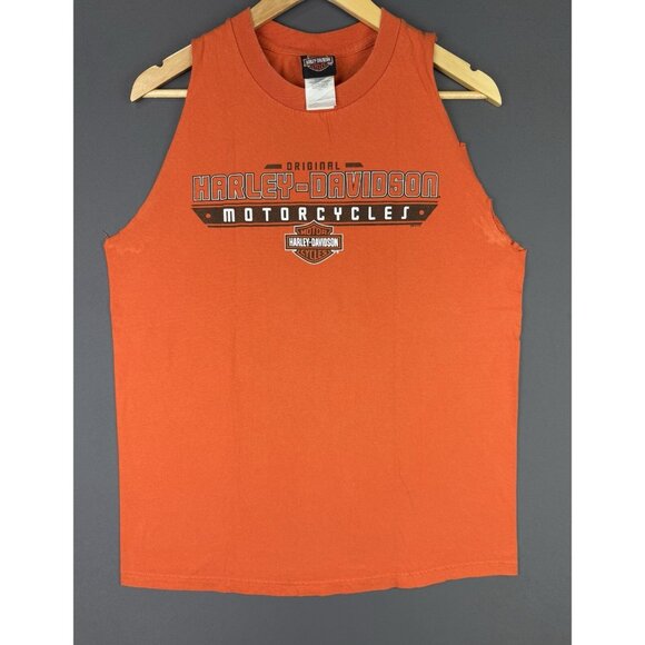 Vintage Y2K Harley Davidson Century Medina Ohio Live Ride 1 American Flag Orange - Picture 2 of 9